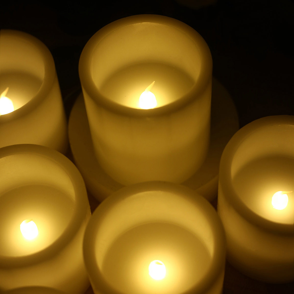 6 Pack White Flameless LED Pillar Candles, 3" x 3" Flat Top Real Wax Battery Operated Candles with W
