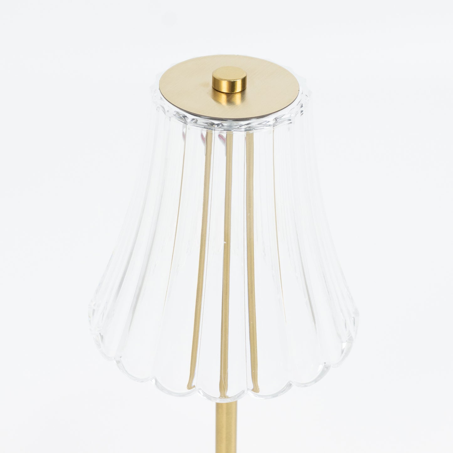 12" Gold Metal LED Table Lamp – Modern Fluted Acrylic Shade, USB Rechargeable Cordless Touch Dimmabl