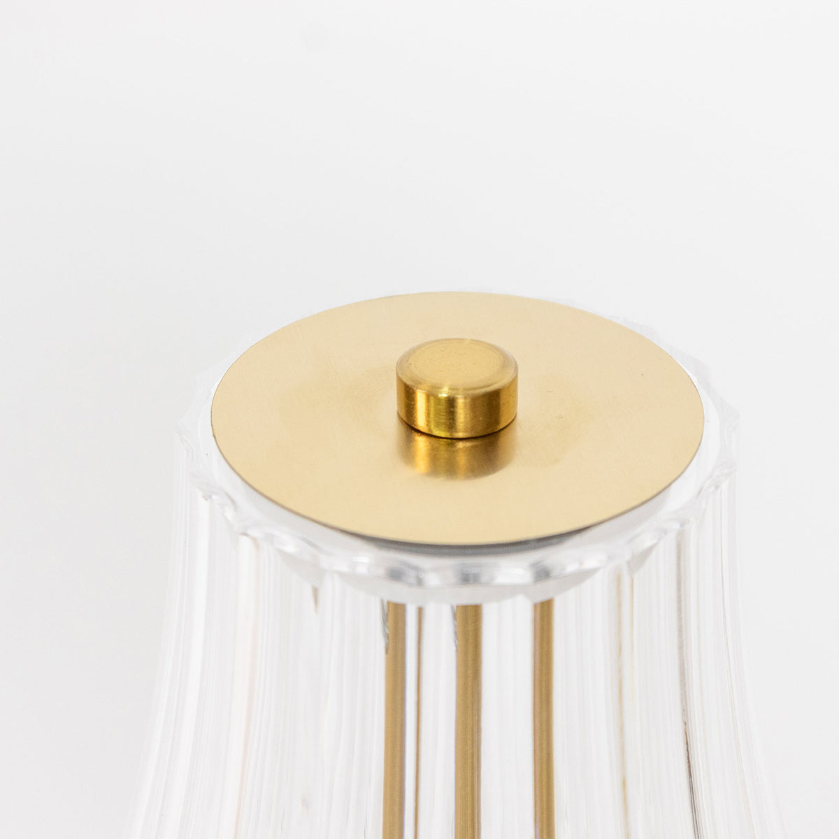 20" Gold Metal LED Table Lamp – Modern Fluted Clear Shade, USB Rechargeable Cordless Touch Dimmable,