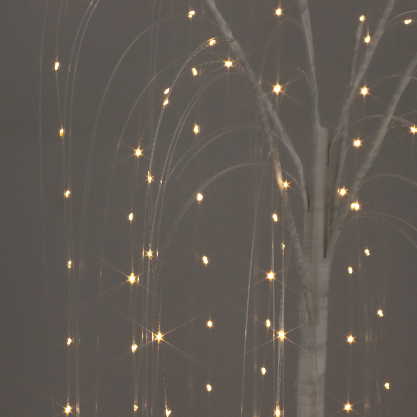 White LED weeping willow tree light with warm white LEDs.