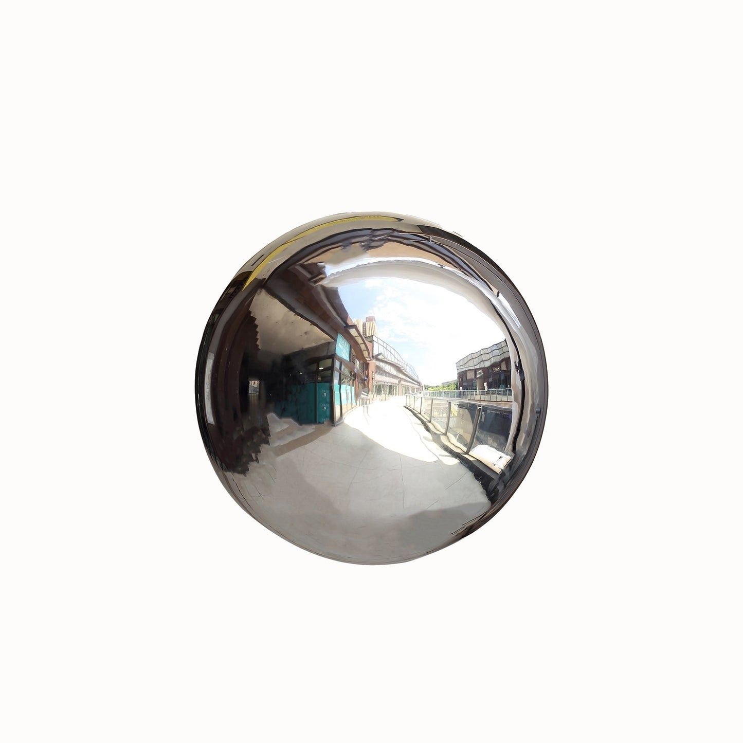 22" Silver Stainless Steel Shiny Mirror Gazing Ball, Reflective Hollow Garden Globe Sphere
