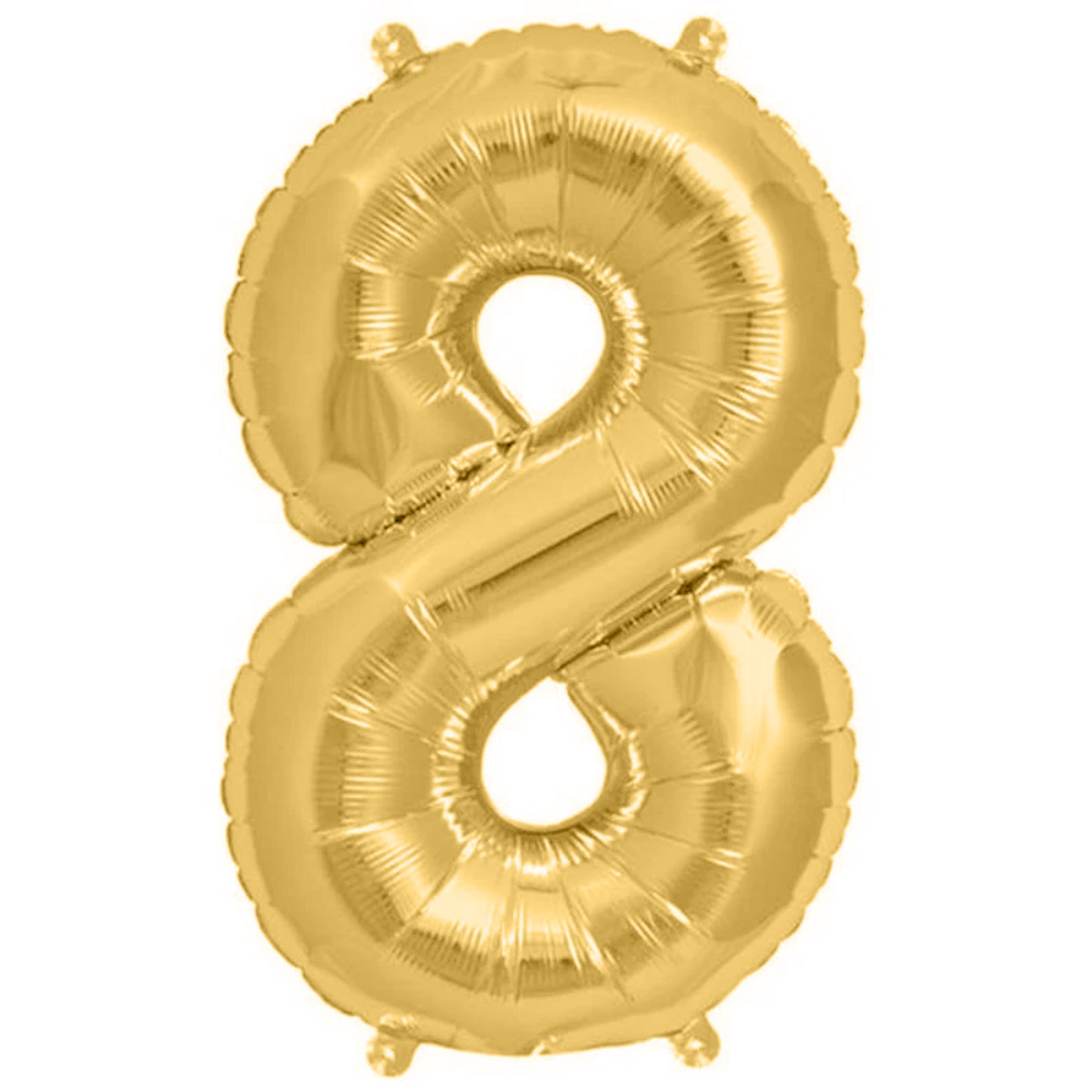 Matte gold number 8 mylar foil balloon, 13 inches.
