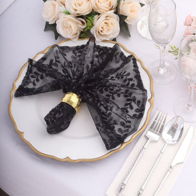 Durable Quality of Black Leaf Vine Napkins Durable Quality of Black Leaf Vine Napkins