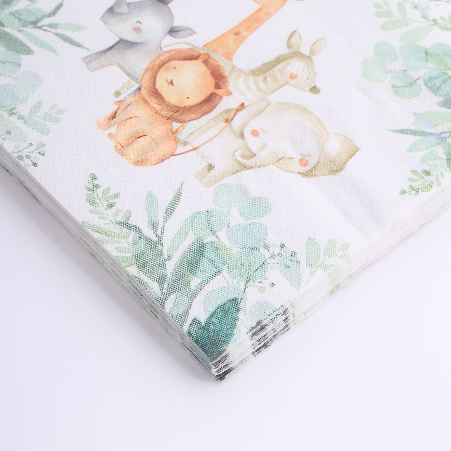 20 Pack Safari Animal Print Paper Cocktail Napkins, Jungle Theme Disposable Beverage Party Napkins - 18 GSM