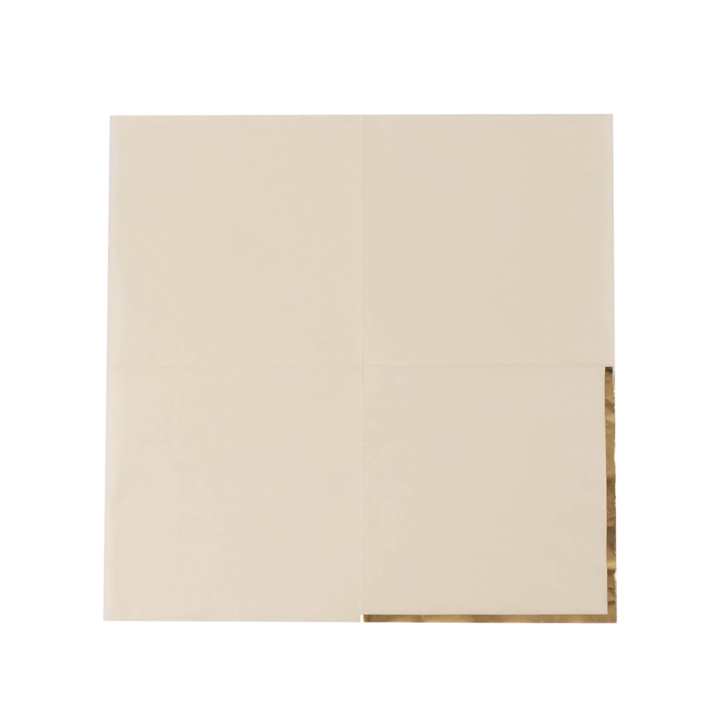 50 Pack Ivory Soft 2 Ply Disposable Cocktail Napkins with Gold Foil Edge, Paper Beverage Napkins - 6.5"x6.5"