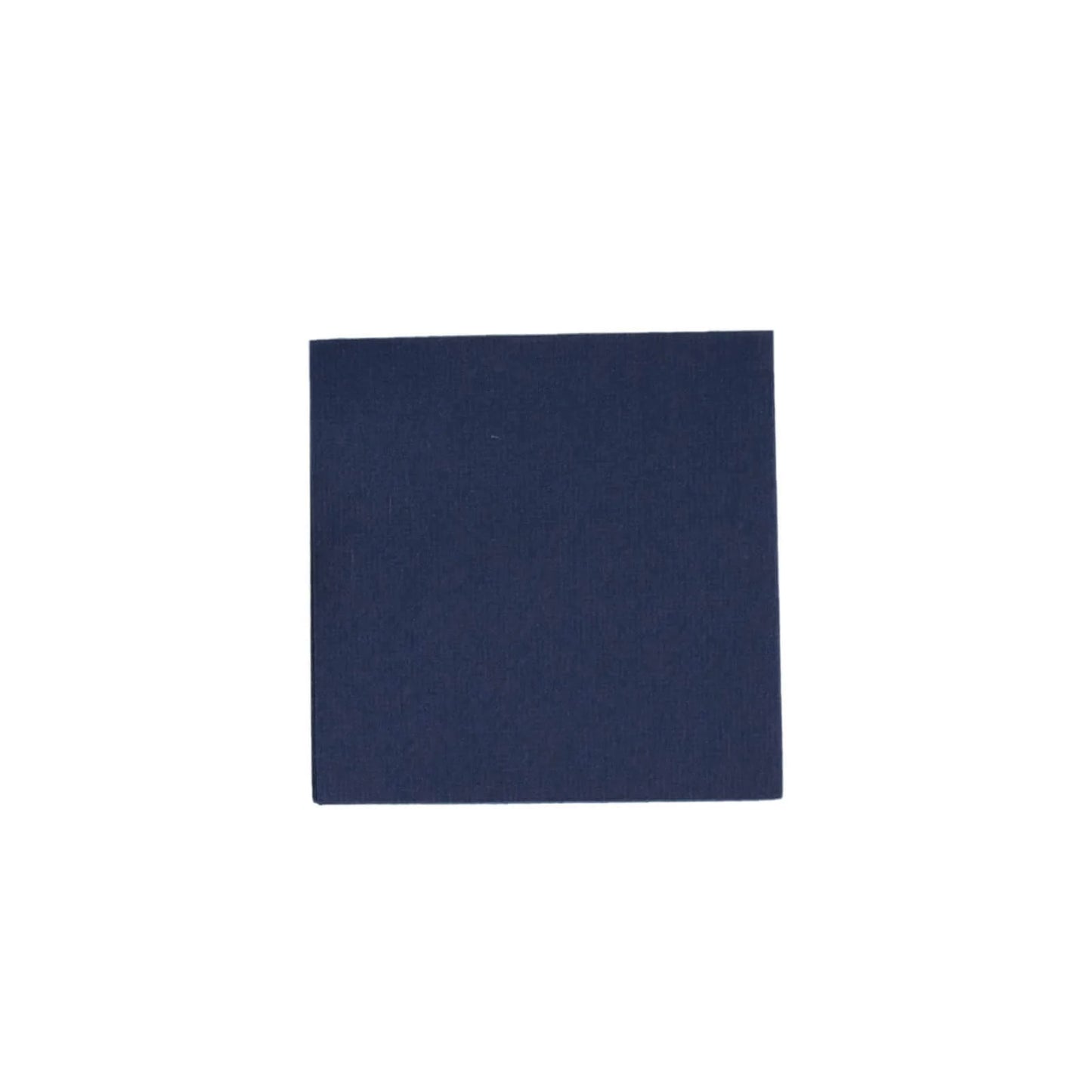 Navy blue linen-feel cocktail napkin, soft and absorbent, disposable.