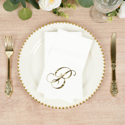 Gold Foil Monogram "B" Paper Dinner Napkins Gold Foil Monogram "B" Paper Dinner Napkins