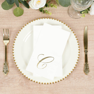 Gold Foil Monogram "C" Paper Dinner Napkins Gold Foil Monogram "C" Paper Dinner Napkins