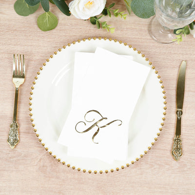 Gold Foil Monogram "K" Paper Dinner Napkins Gold Foil Monogram "K" Paper Dinner Napkins