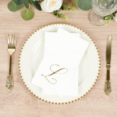 Gold Foil Monogram "L" Paper Dinner Napkins Gold Foil Monogram "L" Paper Dinner Napkins