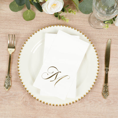 Gold Foil Monogram "M" Paper Dinner Napkins Gold Foil Monogram "M" Paper Dinner Napkins