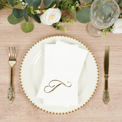 Gold Foil Monogram "T" Paper Dinner Napkins Gold Foil Monogram "T" Paper Dinner Napkins