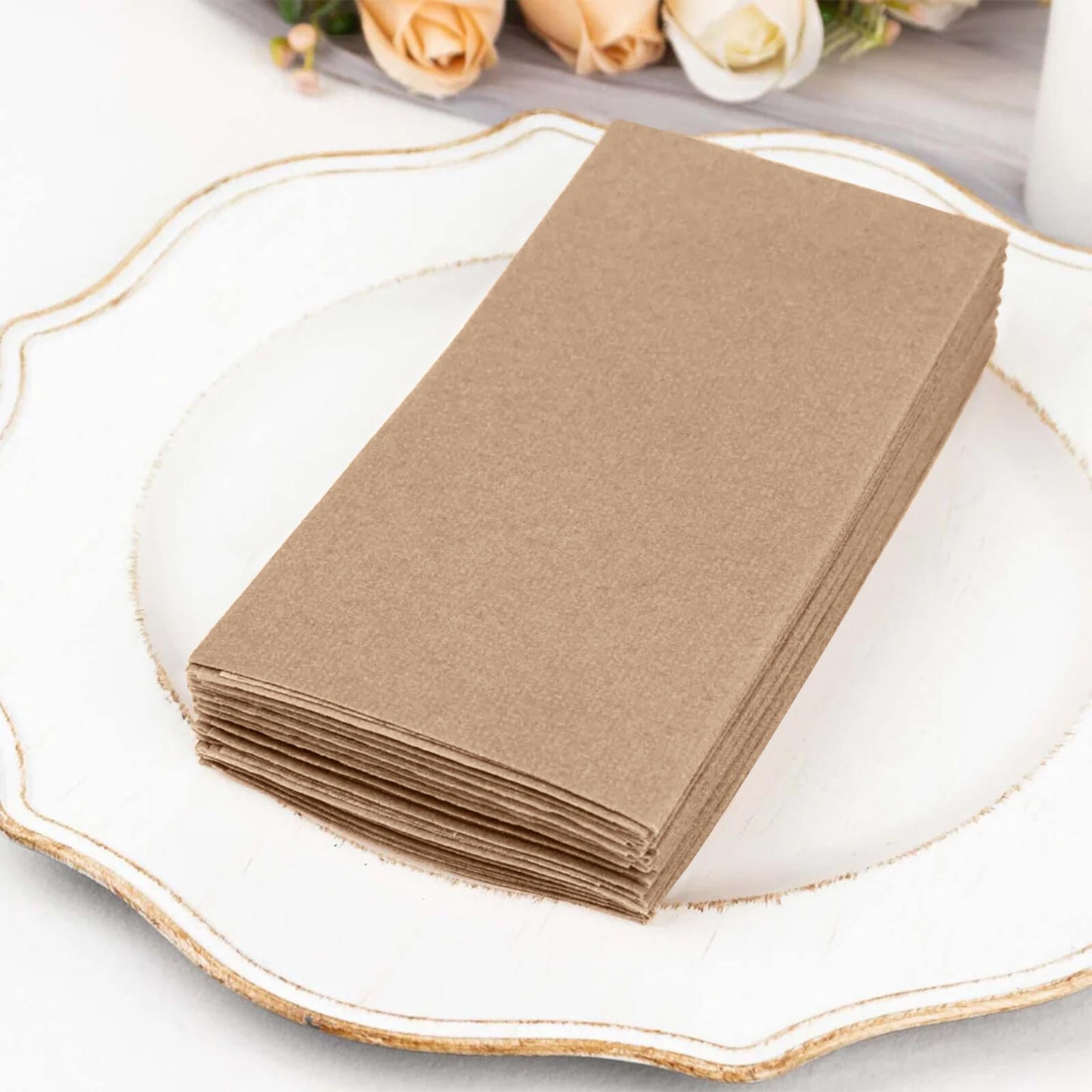 20 Pack Taupe Linen-Feel Paper Napkins, Premium Cloth-Like Airlaid Dinner Napkins, Disposable Soft a