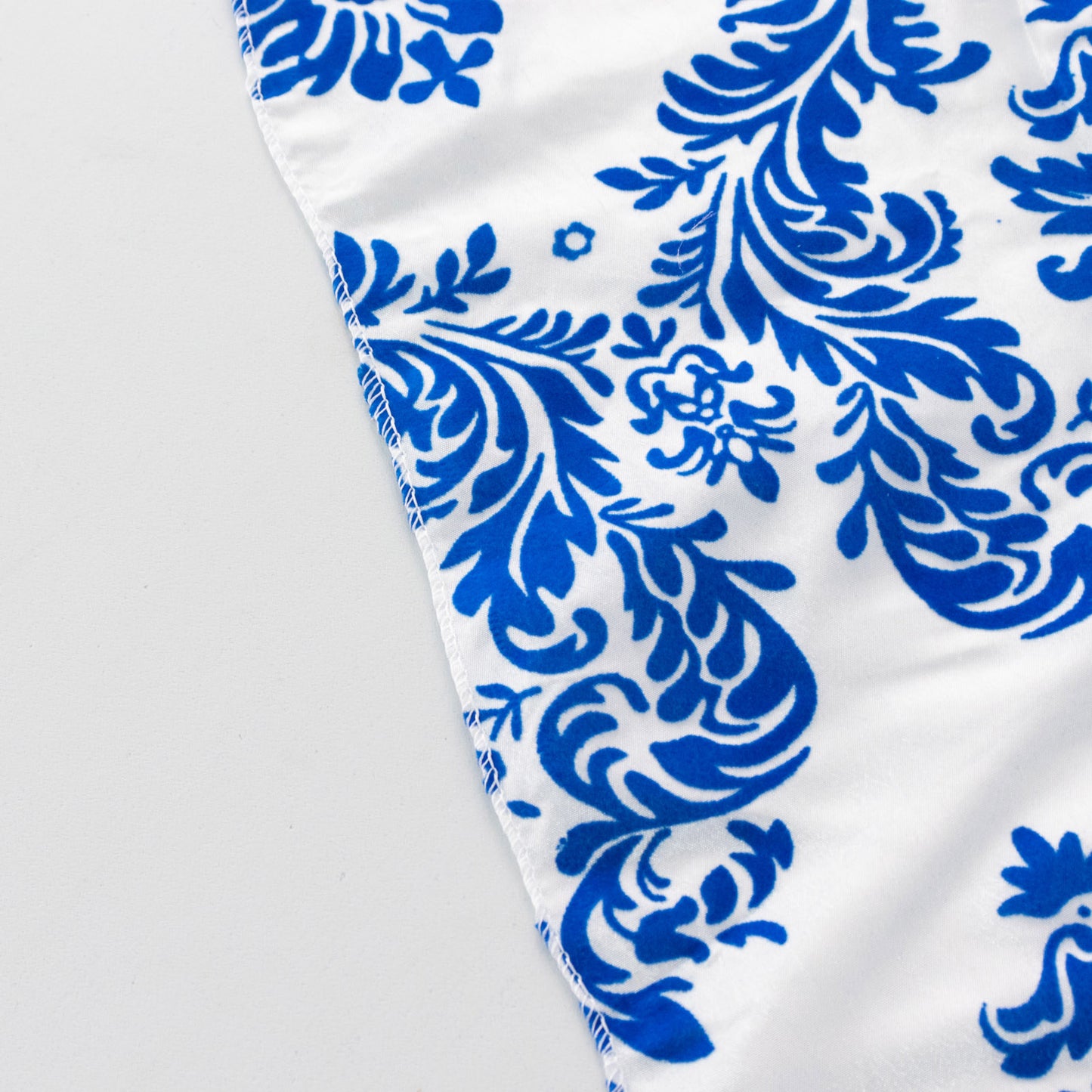 Royal blue and white damask flocking taffeta napkin, decorative cloth for events.