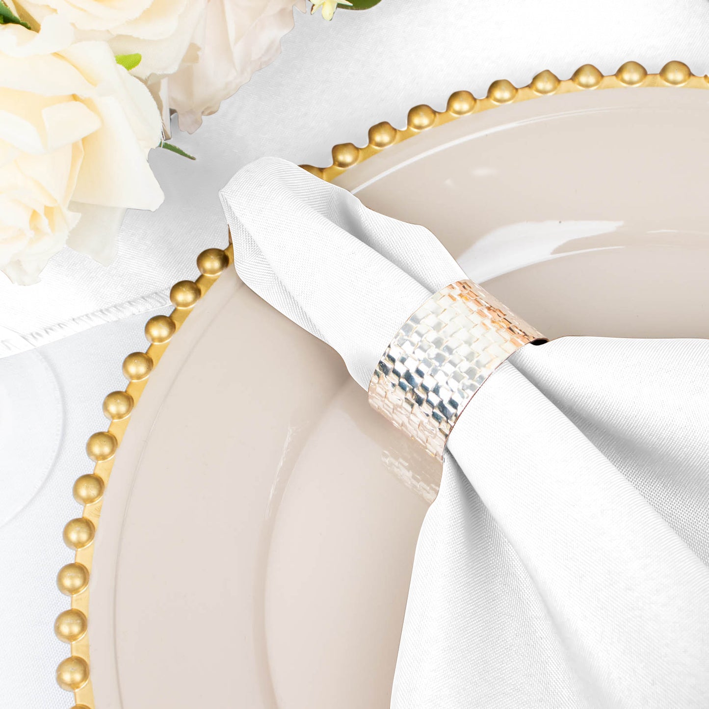 5 Pack | White Seamless Cloth Dinner Napkins, Reusable Linen | 20inchx20inch