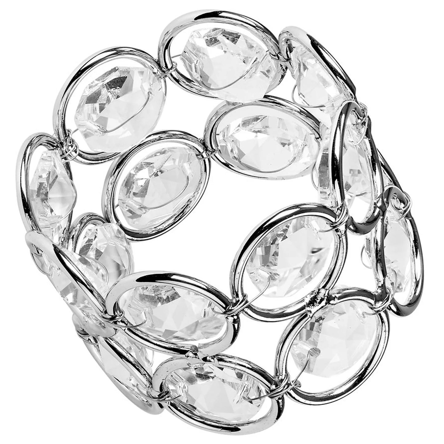 Silver Acrylic Crystal Gem Beaded Napkin Rings Pack Of 4