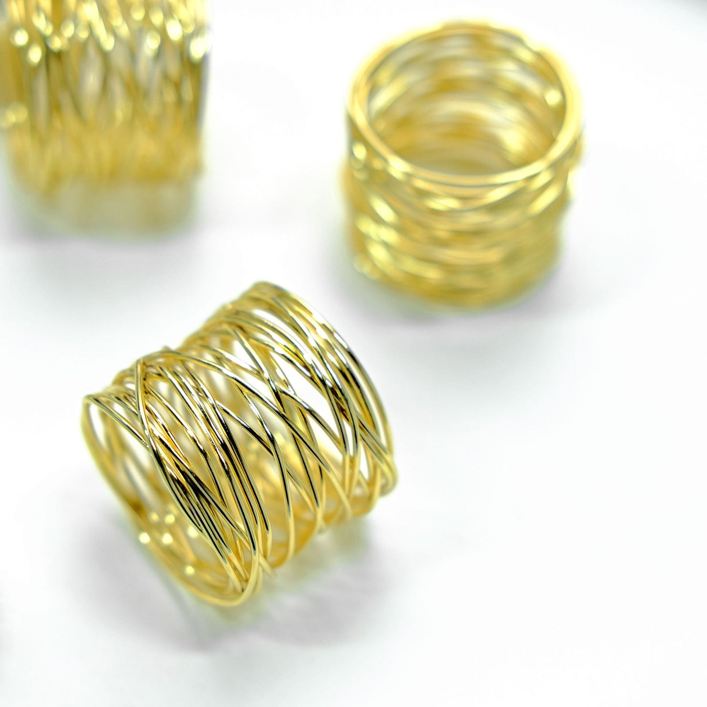 4 Pack | Shiny Gold Metal Wire Paper or Cloth Linen Napkin Rings