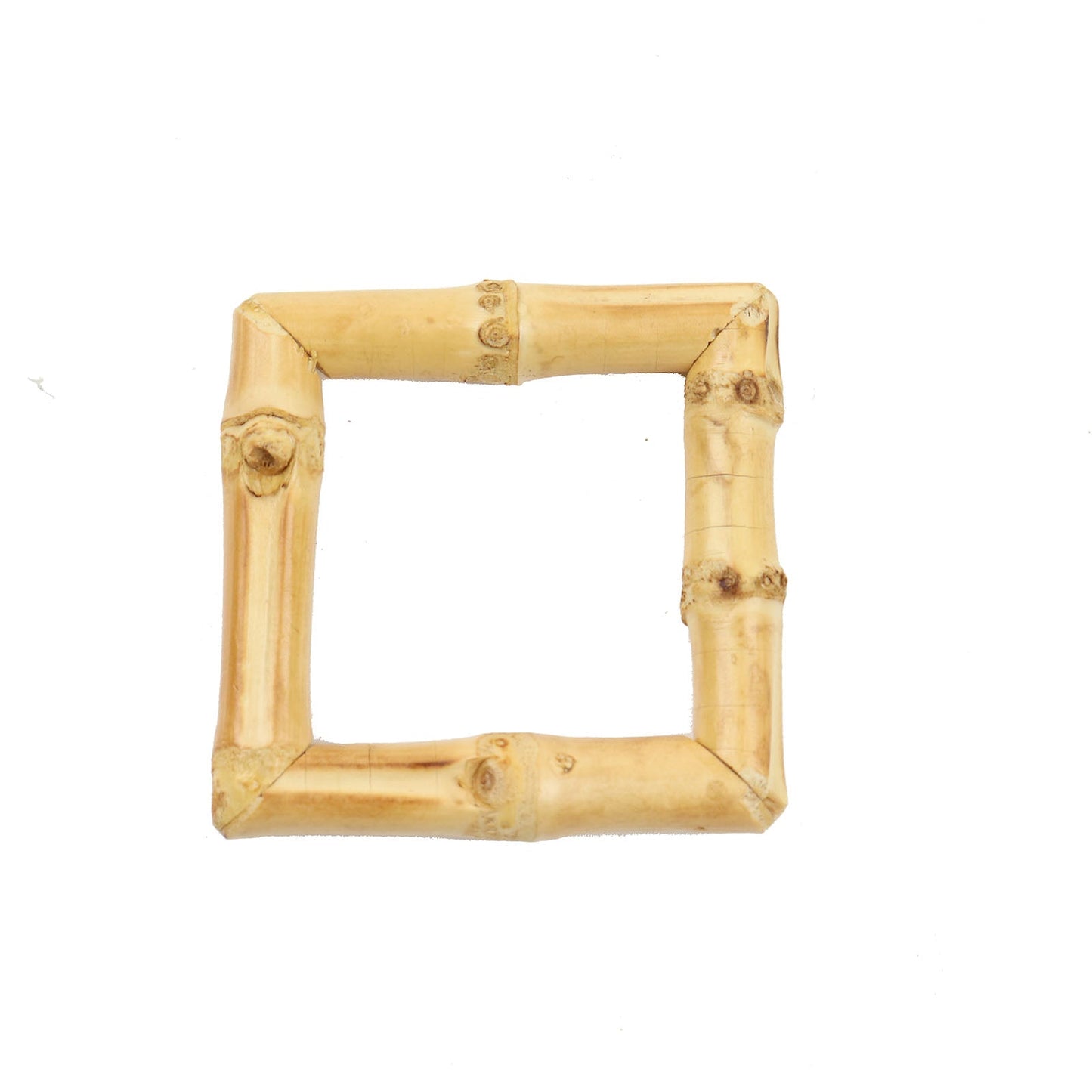 Natural bamboo square napkin ring in rustic boho chic style.