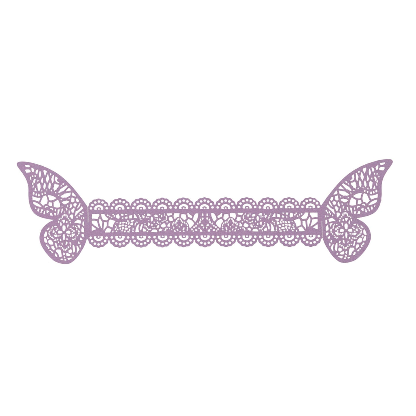 12 Pack Lavender 3D Butterfly Shimmery Paper Napkin Holders, Laser Cut Disposable Napkin Rings Bands with Lace Pattern