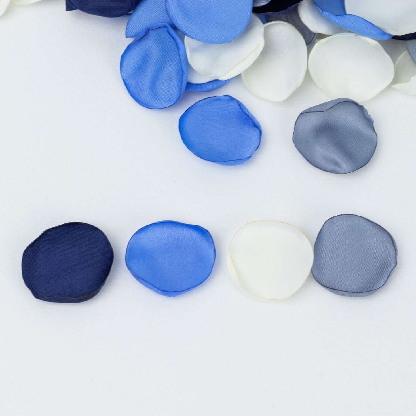 400 Pack | Matte Blue Ivory Mix Silk Rose Petals, Artificial Flower Petal Round Table Confetti