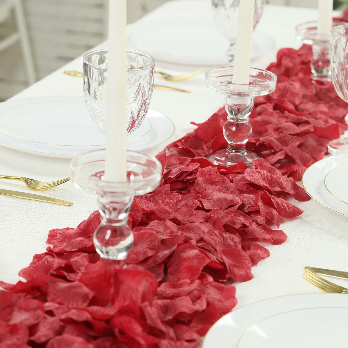 2000 Pack Rose Petals Round Design Burgundy Silk Confetti - Decorative Scatters for Tables and Floor