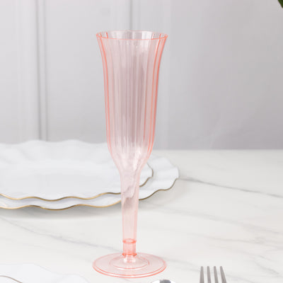 Transparent Blush Plastic Champagne Flutes 6oz Transparent Blush Plastic Champagne Flutes 6oz