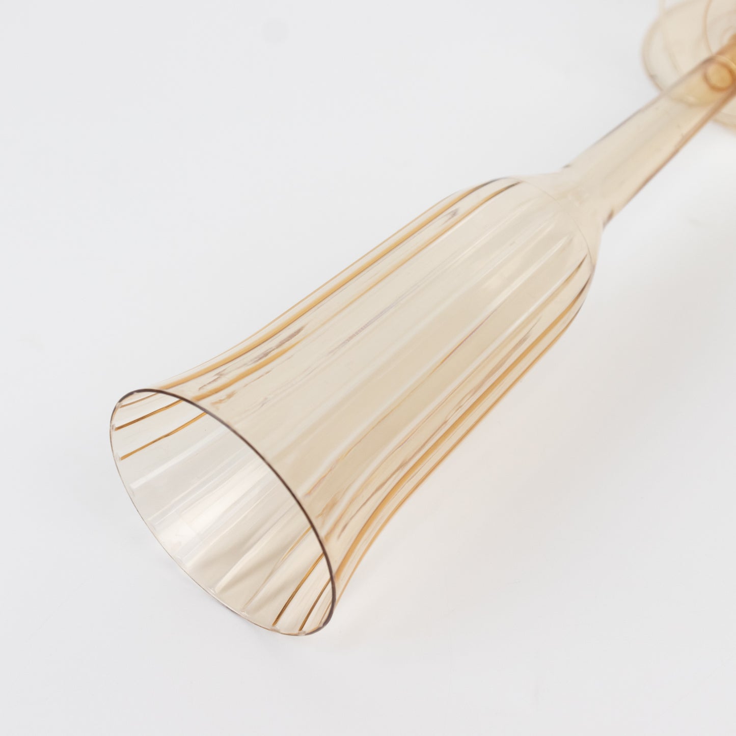 12-Pack Plastic Champagne Flutes Transparent Amber Gold Flared Design - Lightweight Disposable Toasting Glasses 6oz