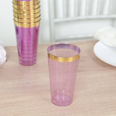 Transparent Purple Plastic Party Cups with Gold Rim Transparent Purple Plastic Party Cups with Gold Rim