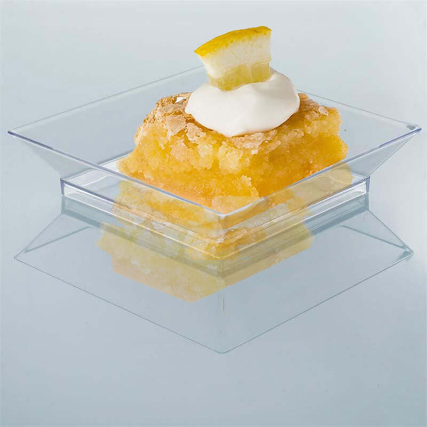 50-Pack Tapas Plates 3.5" Sleek Square Design, Clear Plastic – Disposable Appetizer & Dessert Plates