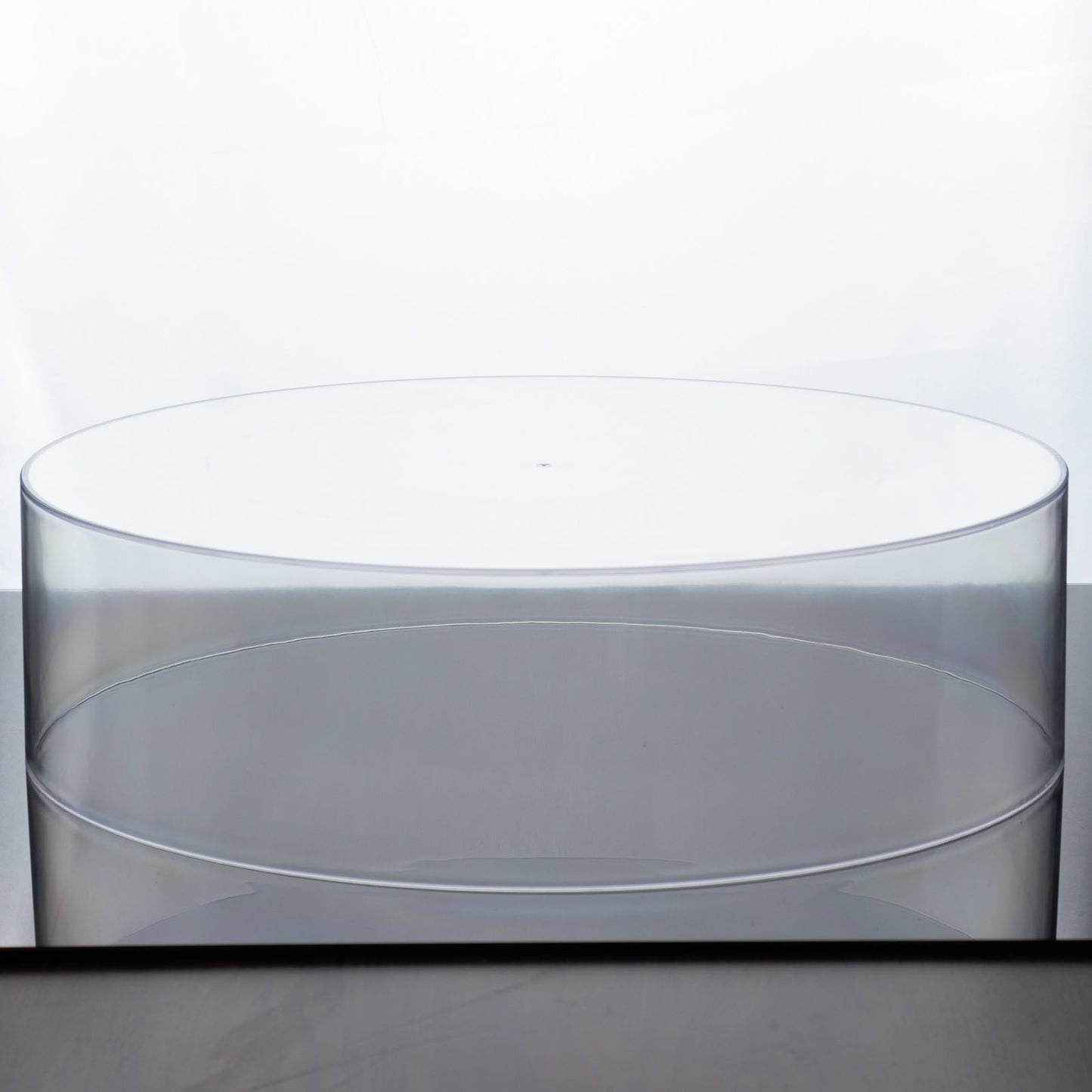 18" Round Acrylic Transparent Fillable Display Box Cake Stand, Clear Pedestal Riser With Hollow Bottom