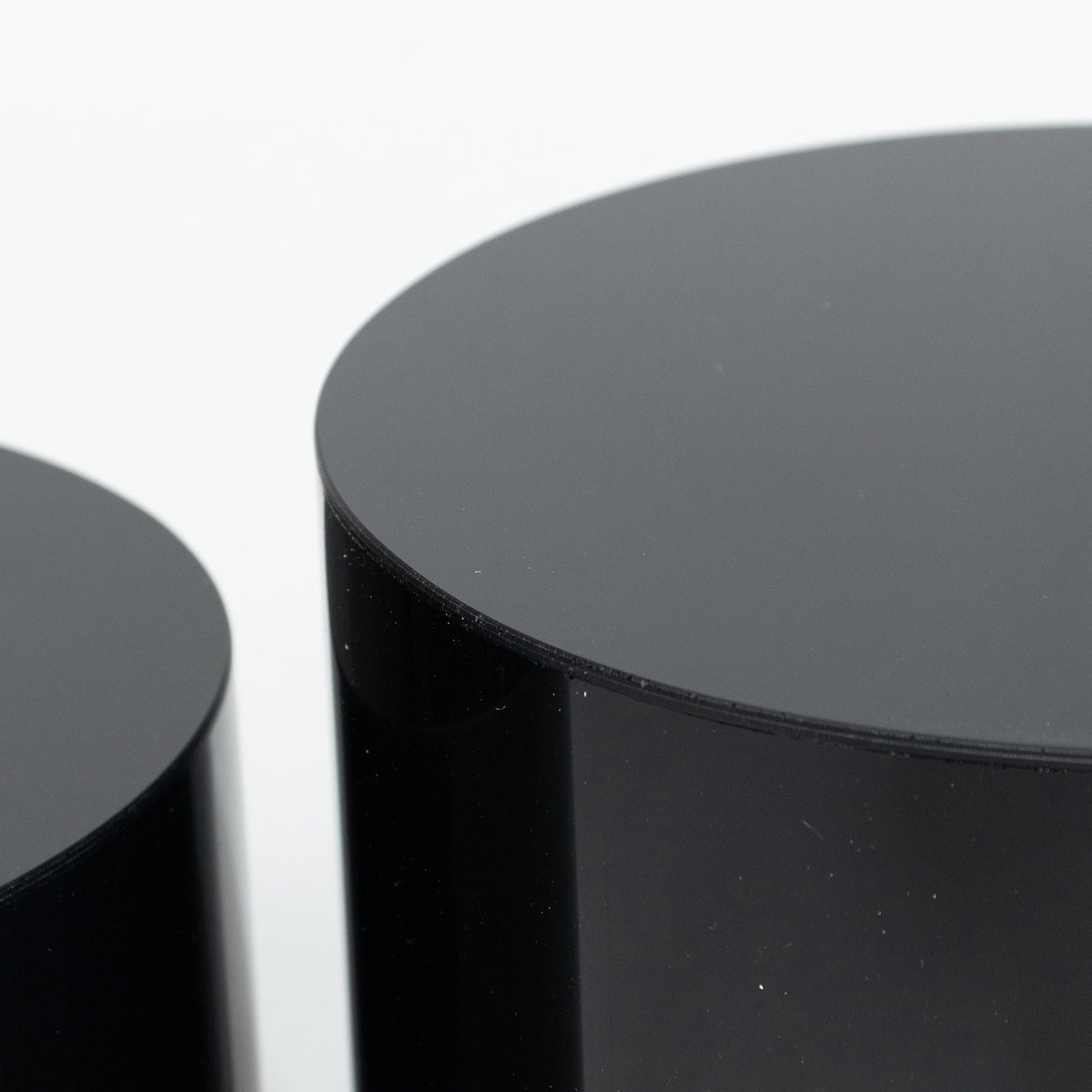 Set of 5 Acrylic Cake Stands Cylinder Design Round Black - Display Risers for Events 8.5", 9", 10",