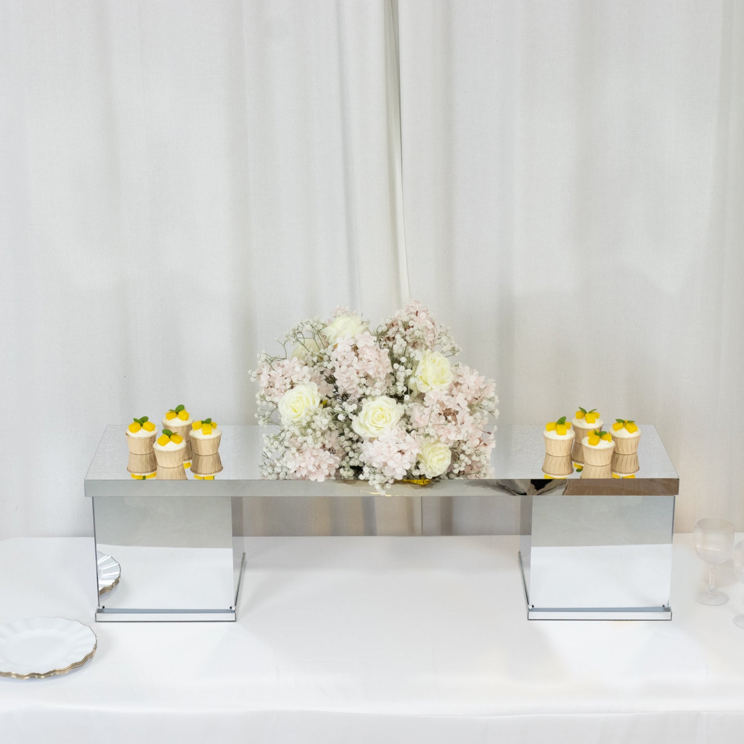 46"x12" Silver Acrylic Table Top Bridge for Rectangular Pillar Pedestal Stands, 4mm Thick Mirror Finish Plexiglass Connector Plate with Protective Film