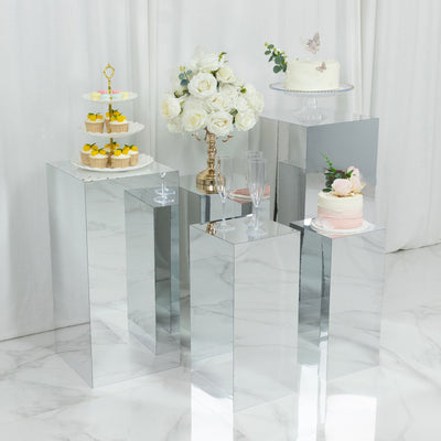 Silver Mirror Pedestal Risers Silver Mirror Pedestal Risers