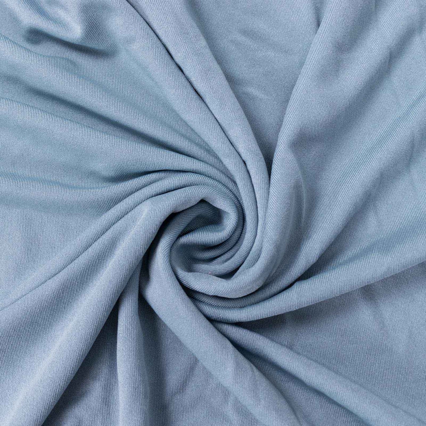 Dusty blue spandex rectangle pedestal stand covers in a stretchable design.