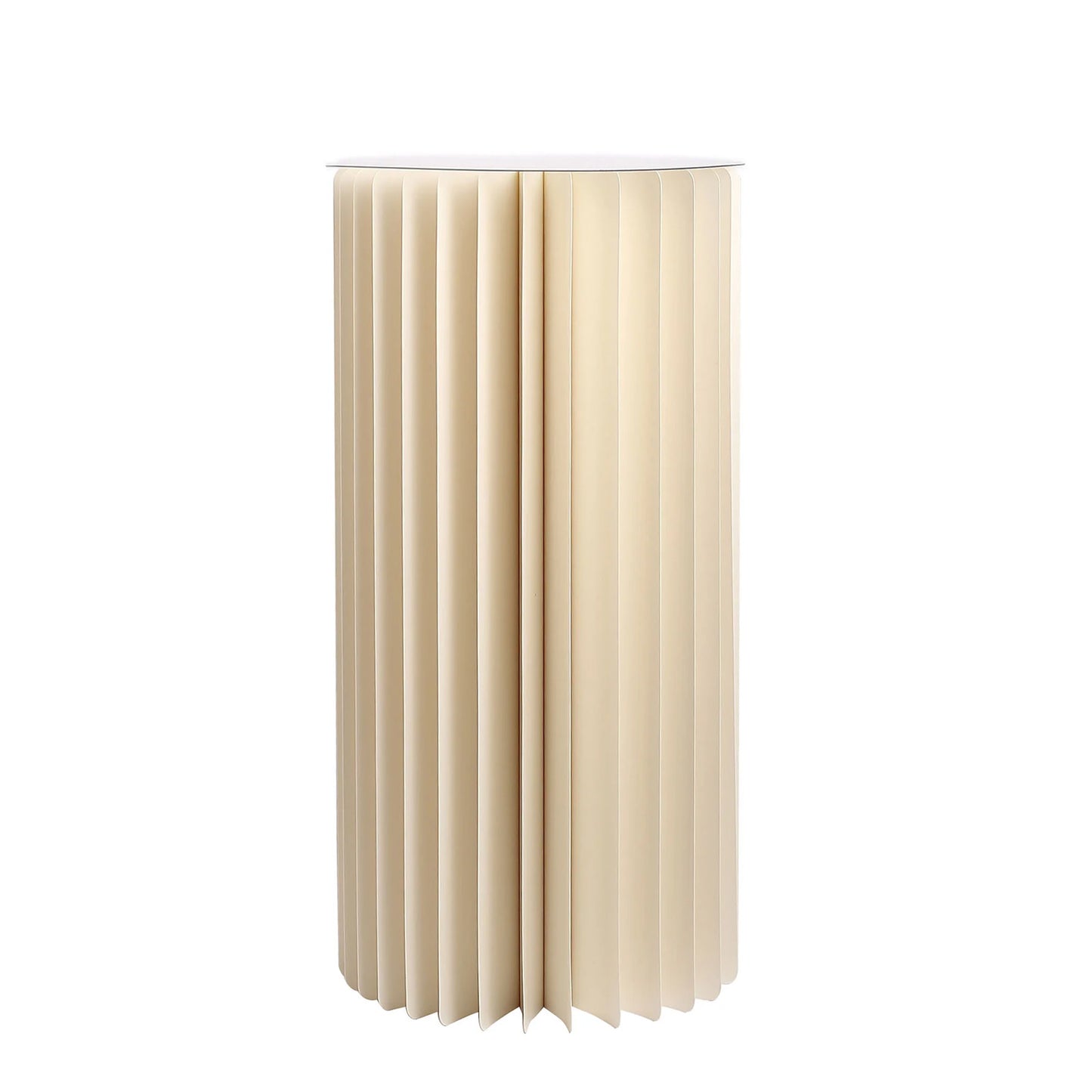 Ivory cylinder display column stand with top plate.