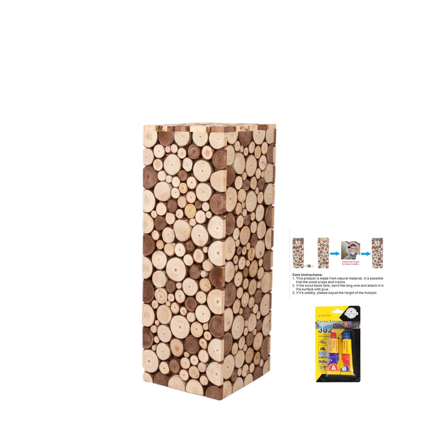 Natural wood pedestal stand with rustic design for plants or décor.