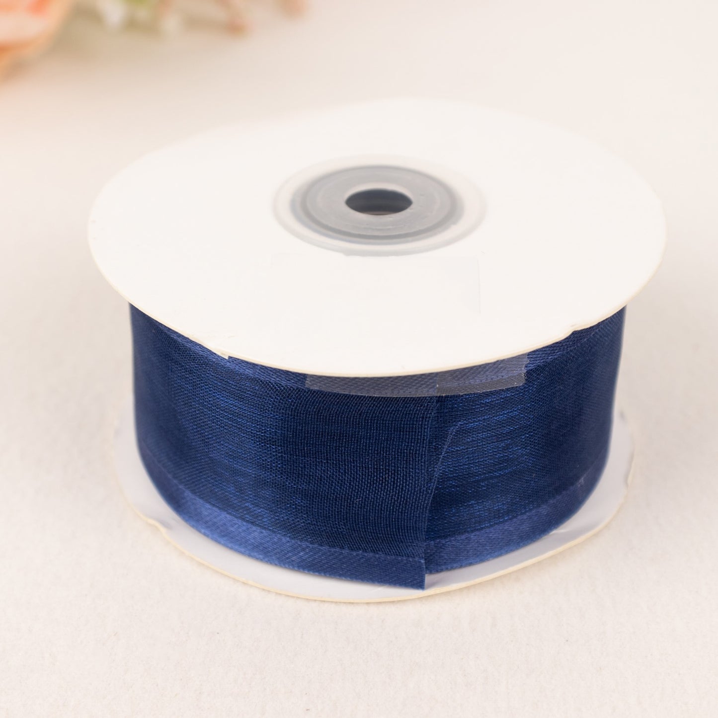 Navy Blue Sheer Organza Ribbon With Satin Edge 25 Yards 1.5 Inch