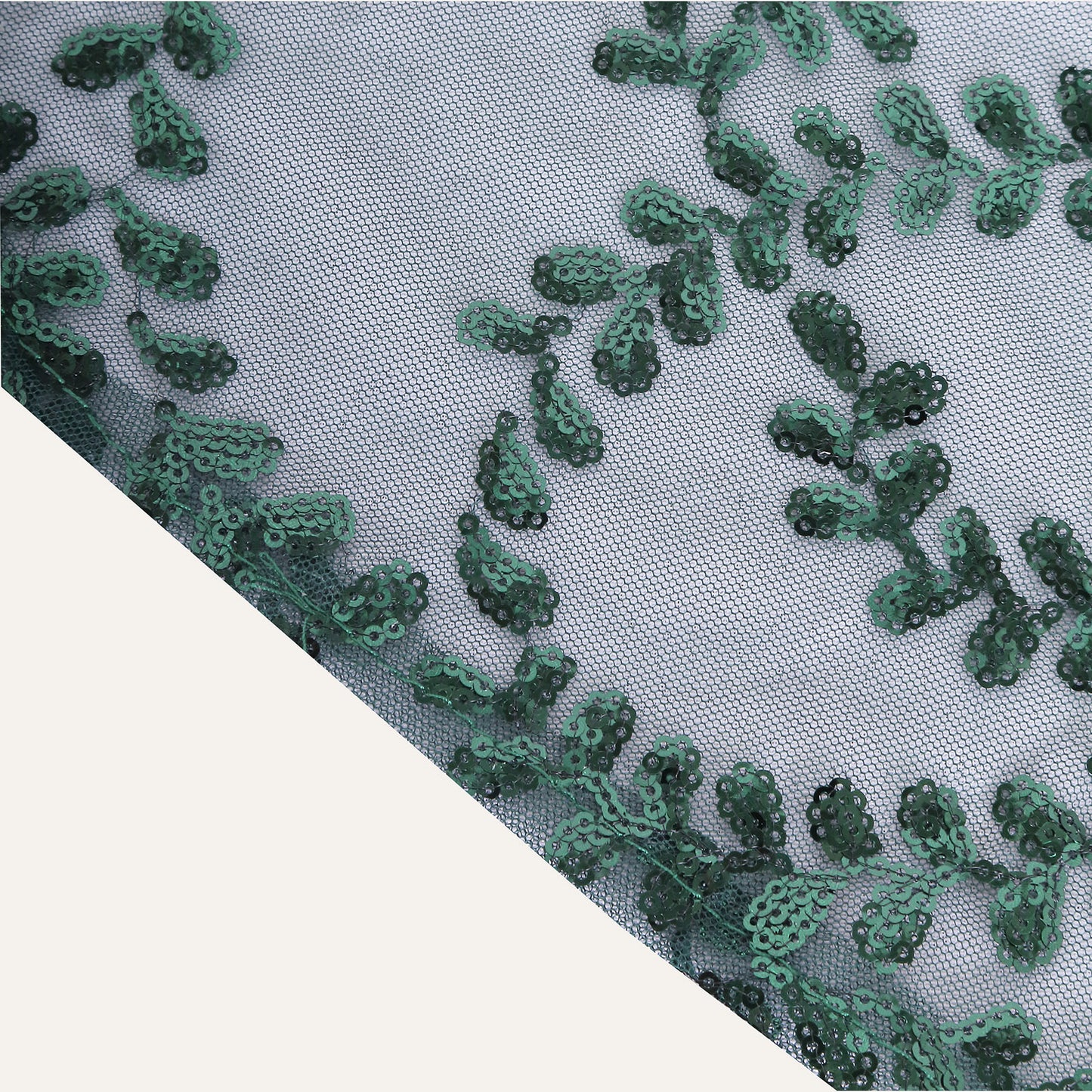 Sparkly hunter emerald green leaf vine sequin tulle table runner
