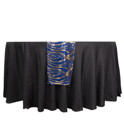 Glamorous Design of the Royal Blue Gold Wave Table Runner Glamorous Design of the Royal Blue Gold Wave Table Runner