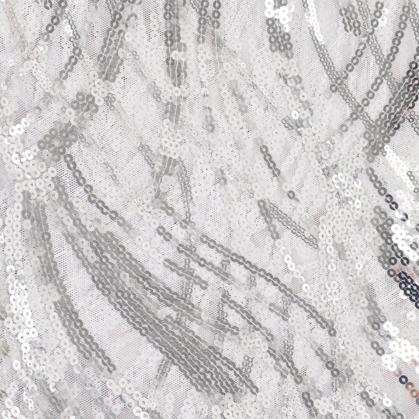 12"x108" Silver Wave Embroidered Sequins Table Runner