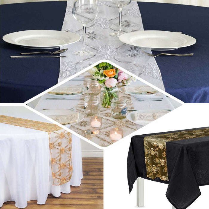 Champagne Lace Netting Extravagant Fashionista Style Table Runner