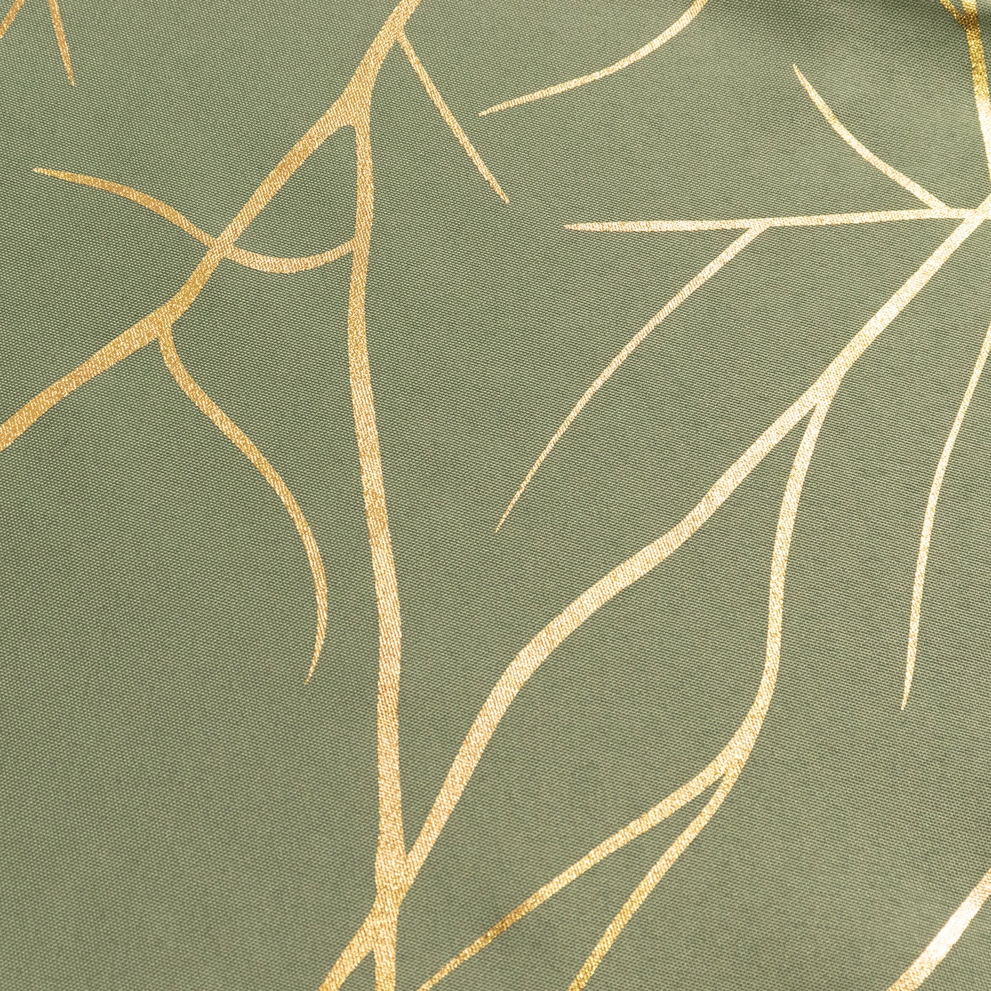 9ft Dusty Sage Green Table Runner with Gold Foil Tree Branch Pattern