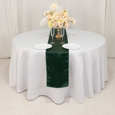 Sophisticated Hunter Emerald Green Seamless Lamour Satin Table Runner 12"x108" Sophisticated Hunter Emerald Green Seamless Lamour Satin Table Runner 12"x108"