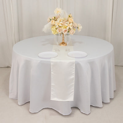 Sophisticated Ivory Seamless Lamour Satin Table Runner 12"x108" Sophisticated Ivory Seamless Lamour Satin Table Runner 12"x108"