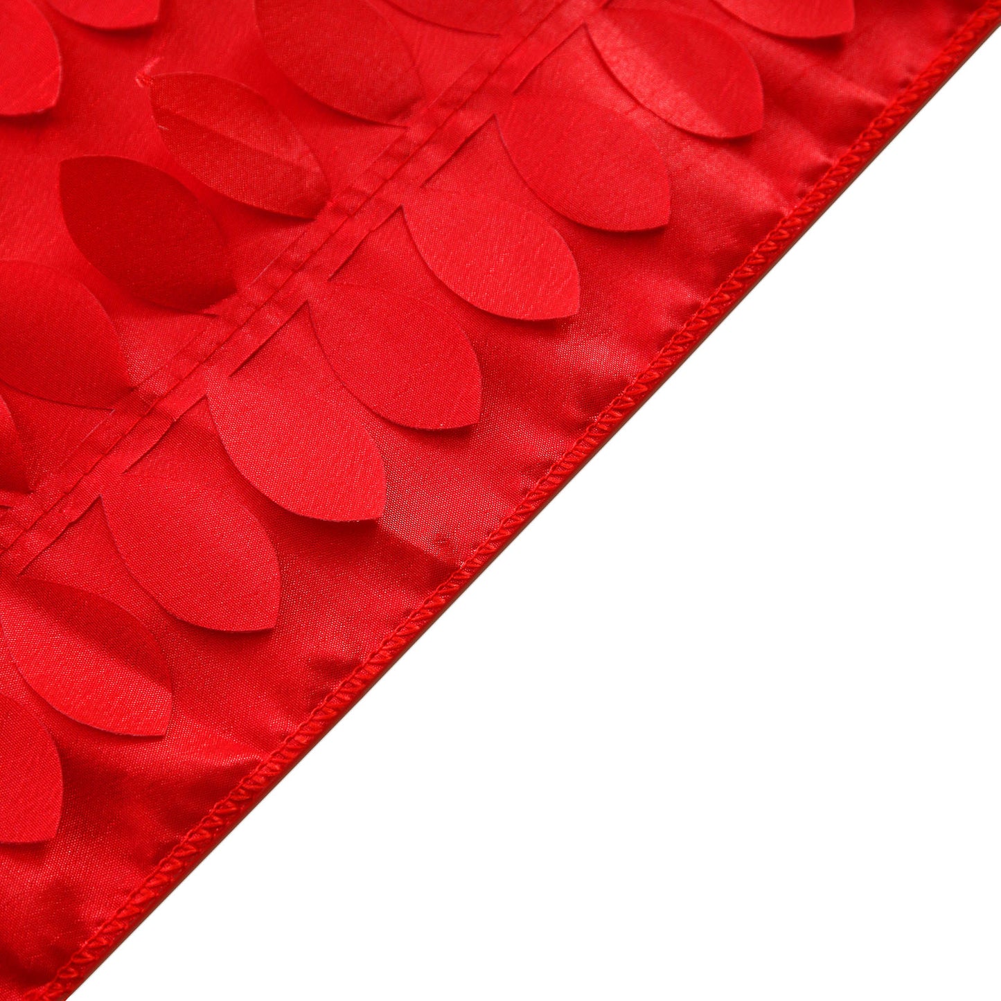 Red 3D leaf petal taffeta fabric table runner