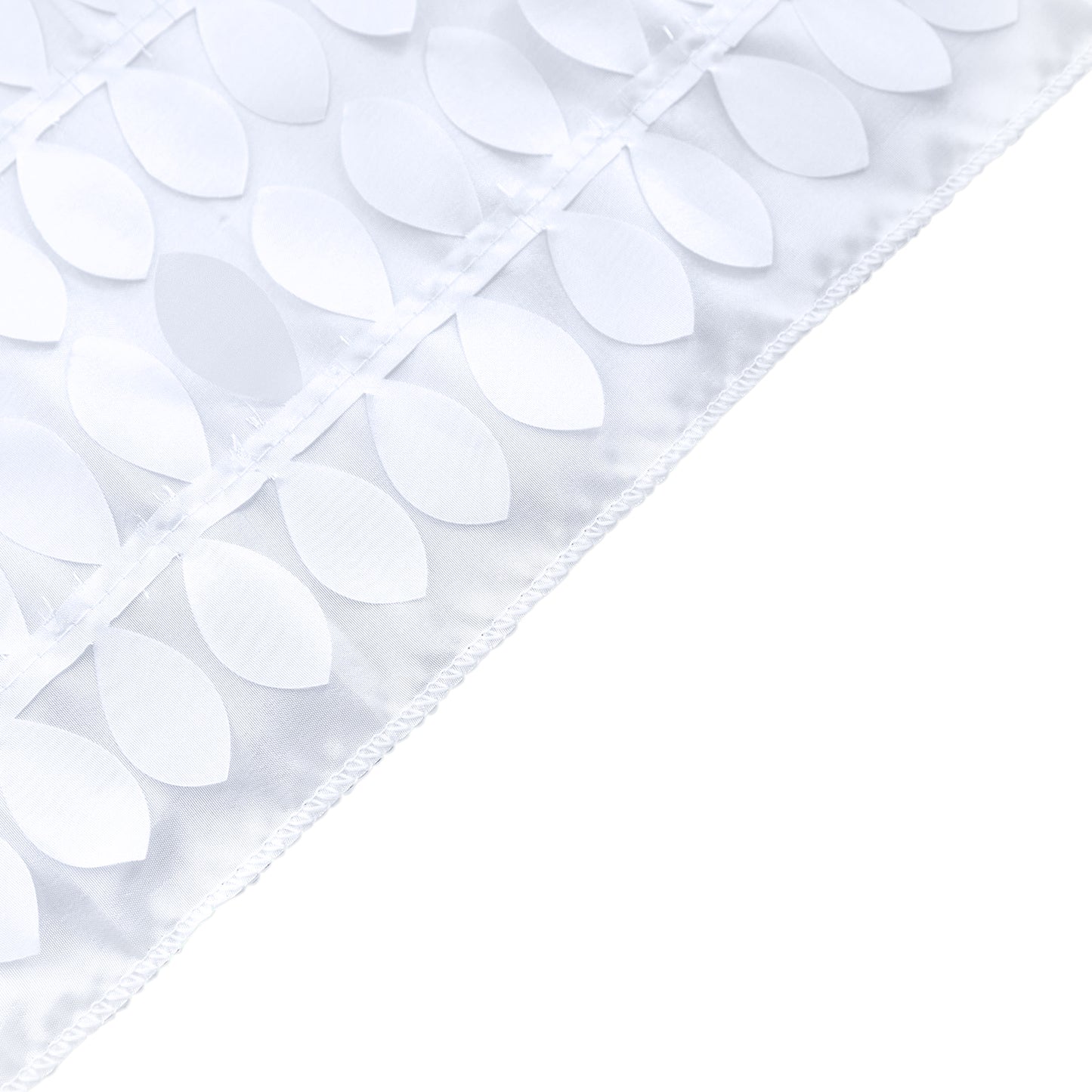White 3D leaf petal taffeta fabric table runner