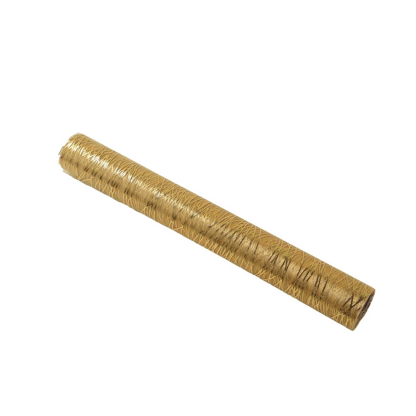 Gold mesh organza table runners with gold foil water wave pattern, 12"x108".