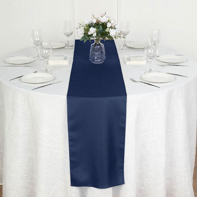 Elegant Design of the Navy Blue Polyester Table Runner Elegant Design of the Navy Blue Polyester Table Runner