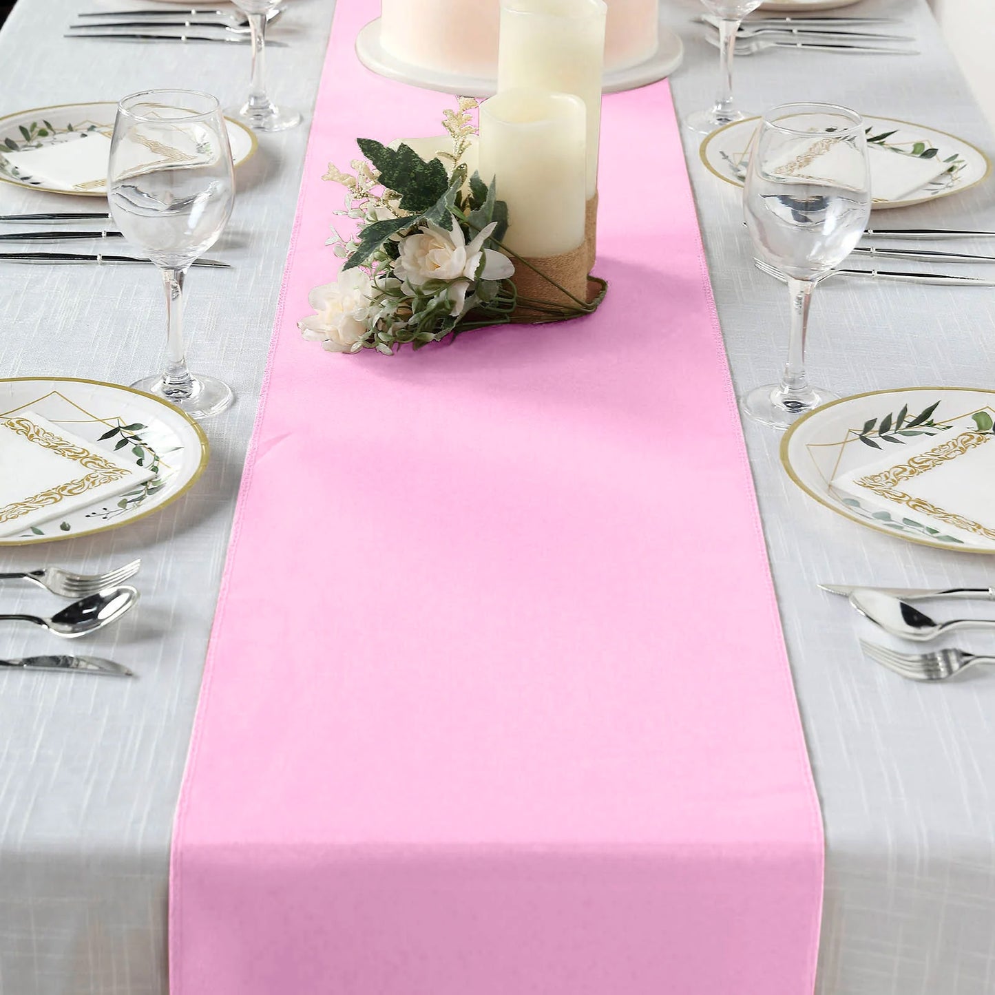 12"x108" Pink Polyester Table Runner