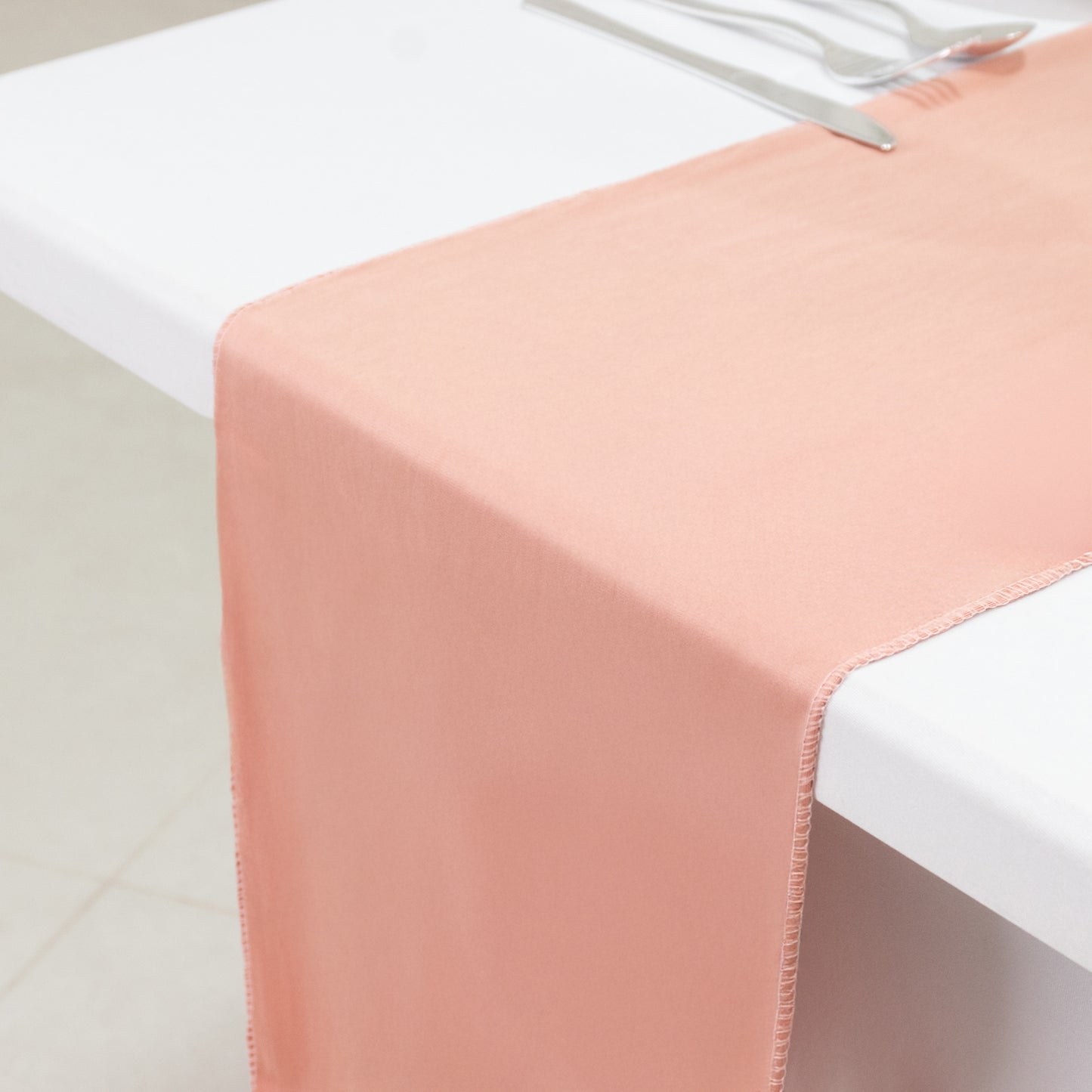 Dusty Rose Scuba Polyester Table Runner, Wrinkle Free Table Linen - 12"x108"
